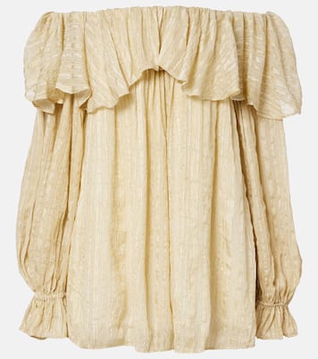 Ruffled striped silk-blend top | Xu Zhi