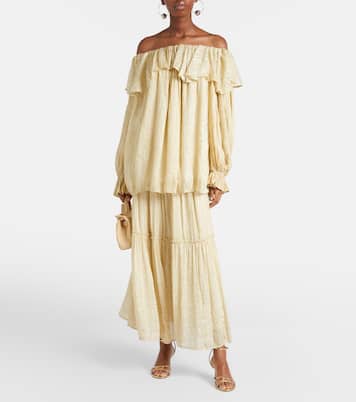 Ruffled striped silk-blend top | Xu Zhi