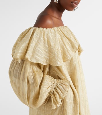 Ruffled striped silk-blend top | Xu Zhi