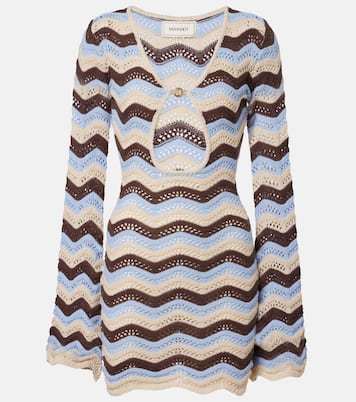 فستان قصير محبوك من القطن المخلوط بخطوط Rey | Bananhot