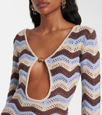 فستان قصير محبوك من القطن المخلوط بخطوط Rey | Bananhot