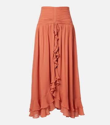 Neree ruched ruffled midi skirt | Poupette St Barth