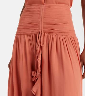 Neree ruched ruffled midi skirt | Poupette St Barth