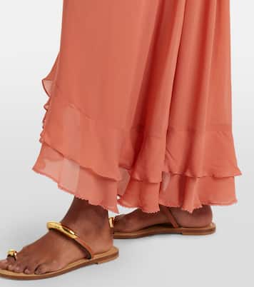 Neree ruched ruffled midi skirt | Poupette St Barth