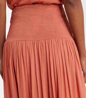 Neree ruched ruffled midi skirt | Poupette St Barth