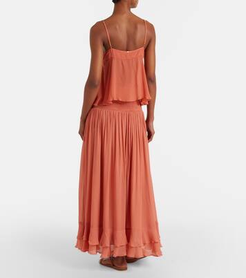 Neree ruched ruffled midi skirt | Poupette St Barth