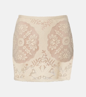 Floral cotton-blend miniskirt | Valentino