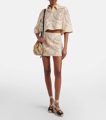 Floral cotton-blend miniskirt | Valentino