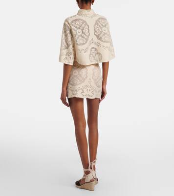 Floral cotton-blend miniskirt | Valentino