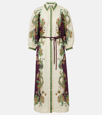 Vestido camisero Ruthie de lino estampado | Alémais