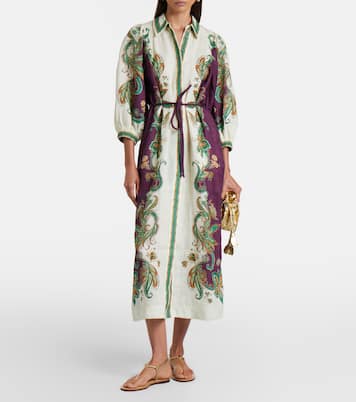 Vestido camisero Ruthie de lino estampado | Alémais