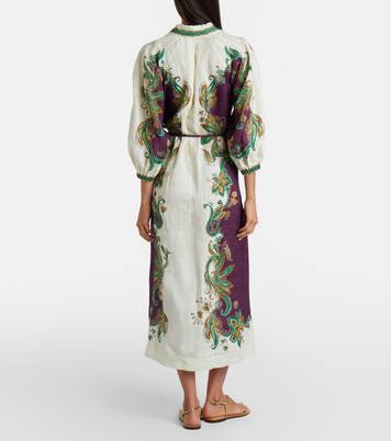 Vestido camisero Ruthie de lino estampado | Alémais