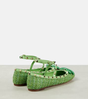 Rockstud tweed lamé ballet flats | Valentino Garavani