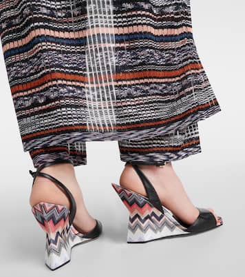 Wedge-Sandalen aus Leder mit Häkelstrick | Missoni