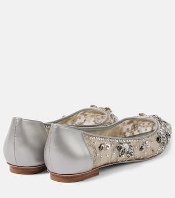 Embellished leather-trimmed ballet flats | Rene Caovilla