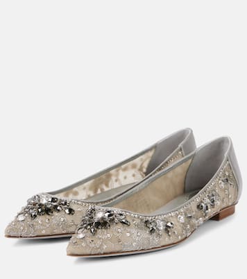 Embellished leather-trimmed ballet flats | Rene Caovilla