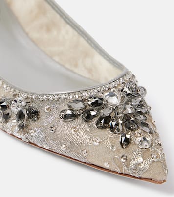 Embellished leather-trimmed ballet flats | Rene Caovilla