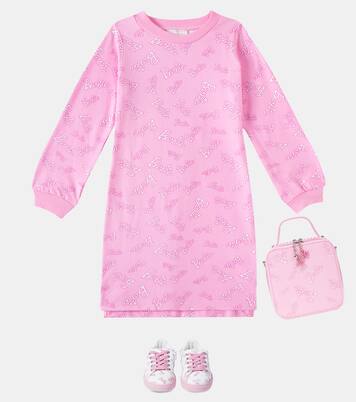 x Barbie® printed cotton-blend jersey dress | Monnalisa