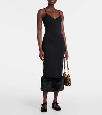 Midikleid mit Faux Shearling | Prada