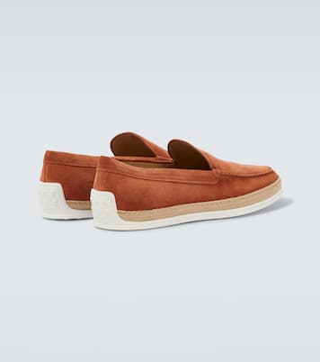 Jute-trimmed suede slip-on shoes | Tod's