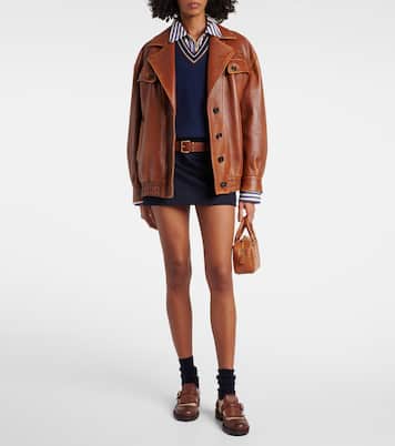 Mini-jupe en velours de laine et cachemire | Miu Miu