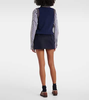 Mini-jupe en velours de laine et cachemire | Miu Miu