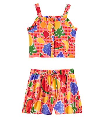 Gingham printed cotton top and shorts | Fábula