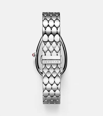Orologio Serpenti Seduttori 33 mm in acciaio inossidabile con diamanti e rubellite | Bvlgari