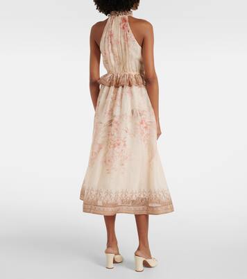 Illuminate floral linen and silk midi dress | Zimmermann