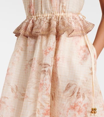 Illuminate floral linen and silk midi dress | Zimmermann