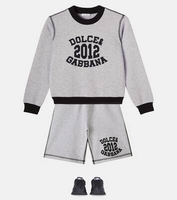 Logo cotton fleece Bermuda shorts | Dolce&Gabbana Kids