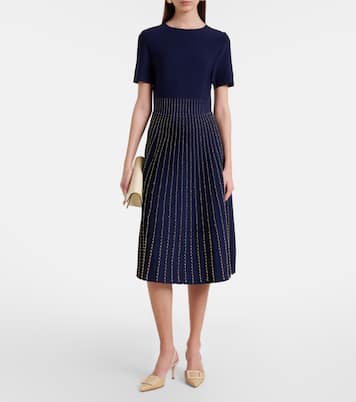 Beaded knitted pleated midi dress | Carolina Herrera