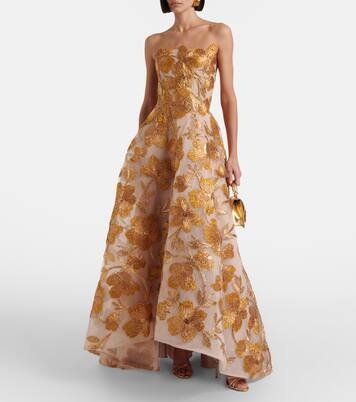 Vestido de fiesta en mezcla de rafia | Monique Lhuillier