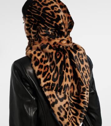 Foulard leopard-print shearling scarf | Nour Hammour