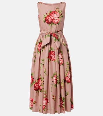 Floral belted cotton midi dress | Dolce&Gabbana