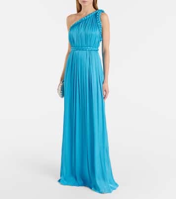 One-Shoulder-Robe Isilda aus Georgette | Costarellos