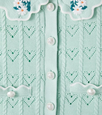 Embroidered pointelle cardigan | Self-Portrait Kids