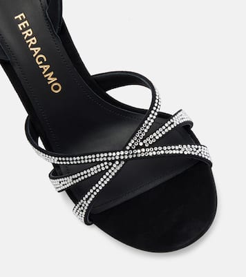 Sandalen 90 aus Veloursleder mit Kristallen | Ferragamo