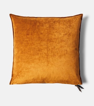 Leather-trimmed cushion | Maison de Vacances