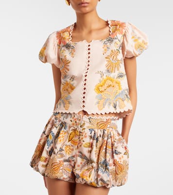 Ligia floral linen-blend blouse | Farm Rio