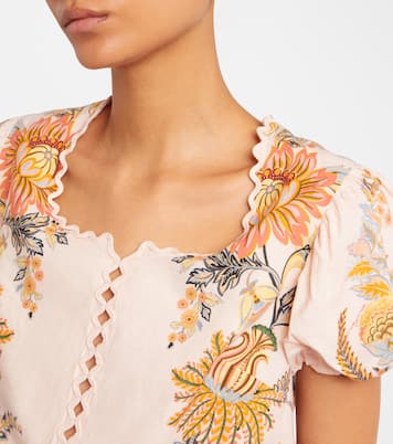 Ligia floral linen-blend blouse | Farm Rio