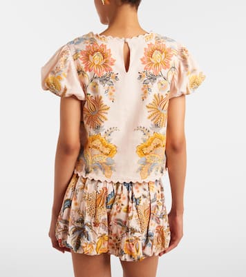 Ligia floral linen-blend blouse | Farm Rio