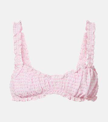 Ruffled checked bikini top | Simkhai