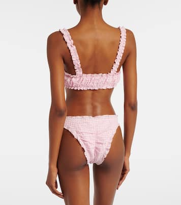 Ruffled checked bikini top | Simkhai