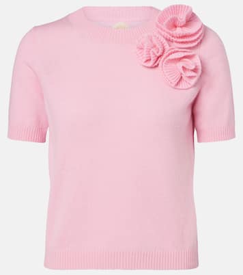 Pullover aus Wolle und Kaschmir mit floraler Applikation | Jardin des Orangers