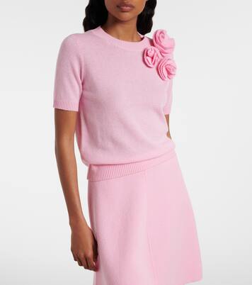 Pullover aus Wolle und Kaschmir mit floraler Applikation | Jardin des Orangers