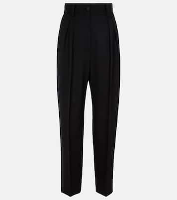 Stretch-wool grain-de-poudre pants | Miu Miu