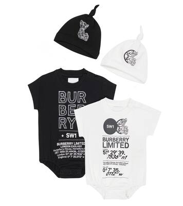 Baby set of 2 cotton-blend bodysuit and beanies | Burberry Kids