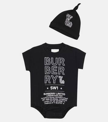 Baby set of 2 cotton-blend bodysuit and beanies | Burberry Kids