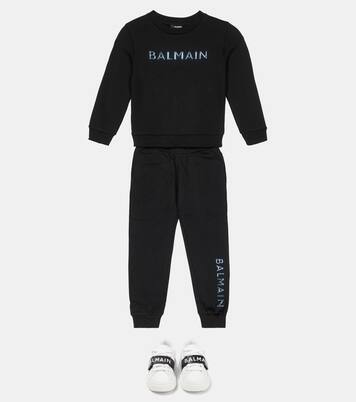 Logo cotton jersey sweatshirt | Balmain Kids
